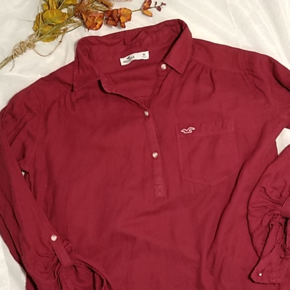 Hollister burgandy Blouse